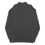 NAUTICA Mens Grey Cotton Patterned Jumper Shawl Collar Button Up Chunky Knit XL