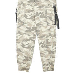 Womens Relaxed Fit Cotton Blend Camo Beige Cargo Trousers W22 L26 Belted