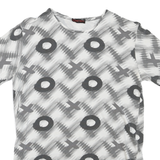 Womens White & Grey Modern Colourblock T-Shirt L Short Sleeve Crew Neck Graphic