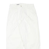 TORERO Womens Cotton Blend White Relaxed Straight Trousers W28 L26 Zip Closure