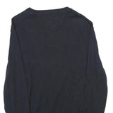 NAUTICA Mens Black Plain V Neck Basic Knit Jumper Cotton M Comfortable Casual