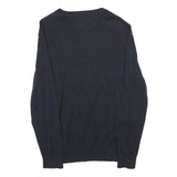 NAUTICA Mens Black Plain V Neck Basic Knit Jumper Cotton M Comfortable Casual