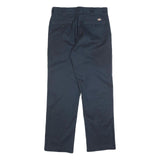 DICKIES Mens Cotton Blend Navy Regular Straight Trousers W34 L32 Workwear Zip
