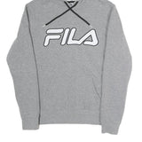 FILA Mens Grey Hoodie L Cotton Blend Pullover Drawstring Sweatshirt