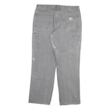 CARHARTT Mens Relaxed Fit Grey Jeans Denim W34 L30 Durable Workwear Zip Closure