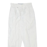 EAGLE FORCE Mens Cotton Blend White Relaxed Trousers W27 L30 Casual Zip Closure