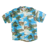 UTLITY Mens Blue Hawaiian Shirt L Rayon Tropical Print Casual Beachwear