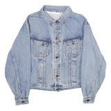 Womens Blue Denim Cotton Jacket XL Button Plain Classic Casual Retro