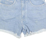 REBEL Womens Denim Blue Shorts XS W26 Casual Cotton Blend Frayed Hem