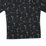 CAMPIA Mens Black Shirt M Cotton Blend Palm Tree Print Casual Button Shirt