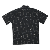 CAMPIA Mens Black Shirt M Cotton Blend Palm Tree Print Casual Button Shirt