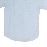 Womens Blue Patchwork Cotton Blend Shirt Short Sleeve Collared M Summer Casual