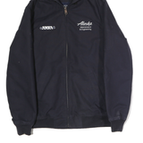 LANDS END Mens Navy Blue Maintenance Engineering Cotton Zip Up Hooded Jacket M