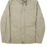 LEVI'S Mens Beige Polyester Blend Hooded Jacket S Plain Casual Zip