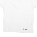 TRUE RELIGION Womens White V-Neck T-Shirt M Short Sleeve Cotton Blend Casual