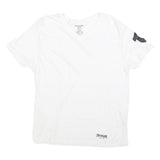 TRUE RELIGION Womens White V-Neck T-Shirt M Short Sleeve Cotton Blend Casual