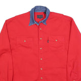 ROPER Mens Red & Blue Western Shirt Cotton Blend L Long Sleeve Button Down
