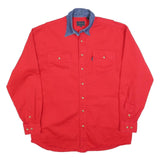 ROPER Mens Red & Blue Western Shirt Cotton Blend L Long Sleeve Button Down