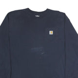 CARHARTT Mens Navy Blue Classic T-Shirt XL Long Sleeve Crew Neck Pocket