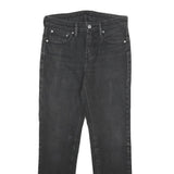 LEVI'S 511 Slim Mens Jeans Black Denim Slim Straight Raw W28 L27 Distressed Hem