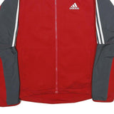ADIDAS Mens Red & Grey Track Zip Jacket M Polyester Sportswear Casual