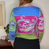 Unbranded V-neck Long Sleeve Top - Large Multicoloured Nylon Blend