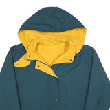 Womens Blue & Yellow Zip Jacket L Polyester Blend Hooded Casual Outerwear
