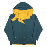 Womens Blue & Yellow Zip Jacket L Polyester Blend Hooded Casual Outerwear