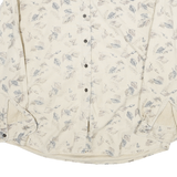 WOOLRICH Womens Cream Leaf Print Shirt L Cotton Blend Casual Button Down