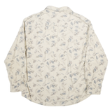 WOOLRICH Womens Cream Leaf Print Shirt L Cotton Blend Casual Button Down