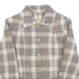 Womens Beige Brown Check Button Jacket XS Woven Classic Fit Casual Stylish