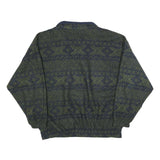 BUGLE BOY Mens Green & Navy Patterned Jumper Pullover Crew Neck Basic Knit XL