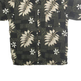 PURITAN Mens Black & Beige Hawaiian Shirt M Cotton Short Sleeve Casual Tropical