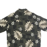 PURITAN Mens Black & Beige Hawaiian Shirt M Cotton Short Sleeve Casual Tropical
