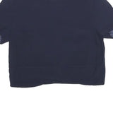 TED BAKER Womens Navy Blue Plain Crop Top Short Sleeve Round Neck XS Stylish