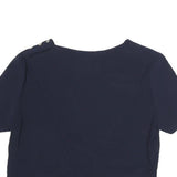 TED BAKER Womens Navy Blue Plain Crop Top Short Sleeve Round Neck XS Stylish