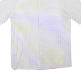 BOSS HUGO BOSS Mens Beige & Blue Check Shirt L Cotton Blend Short Sleeve Casual