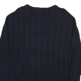 NAUTICA Mens Navy Patterned Cotton Blend Jumper Crew Neck Cable Knit L Stylish
