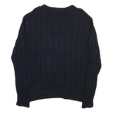 NAUTICA Mens Navy Patterned Cotton Blend Jumper Crew Neck Cable Knit L Stylish