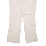 Womens Cream Cotton Blend Regular Fit Straight Leg Trousers W34 L32 Casual Wear