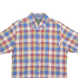 WOOLRICH Mens Blue Beige Red Check Shirt M Cotton Short Sleeve Casual
