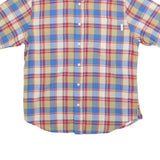 WOOLRICH Mens Blue Beige Red Check Shirt M Cotton Short Sleeve Casual