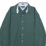 TOMMY HILFIGER Mens Green Cotton Shirt M Casual Button-Up Classic