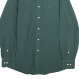 TOMMY HILFIGER Mens Green Cotton Shirt M Casual Button-Up Classic