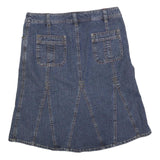 BNG & CO Womens Blue Denim Panelled Midi Cotton Blend Denim Skirt M Patch