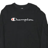 CHAMPION Mens Black Long Sleeve Crew Neck Cotton Blend T-Shirt L