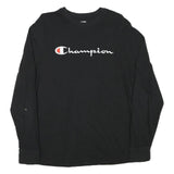CHAMPION Mens Black Long Sleeve Crew Neck Cotton Blend T-Shirt L
