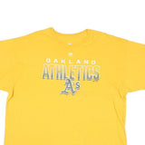 MAJESTIC Mens Yellow Oakland Athletics Graphic T-Shirt 2XL Short Sleeve Crew