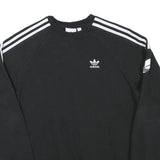 ADIDAS Mens Black Crew Neck XS Cotton Blend Sweatshirt Three Stripes Logo