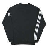 ADIDAS Mens Black Crew Neck XS Cotton Blend Sweatshirt Three Stripes Logo